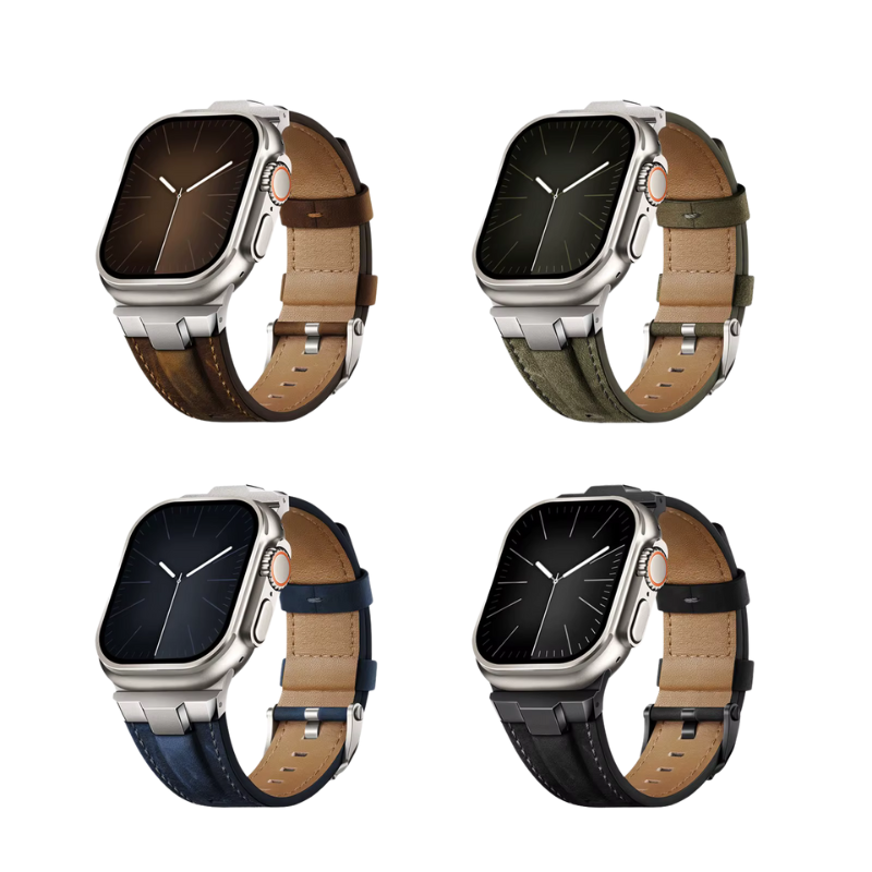 Bracelet vrai cuir élégant et facilement changeable pour votre AppleWatch.