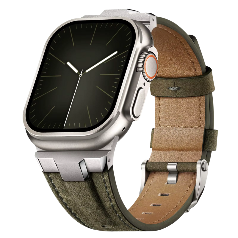 Bracelet vrai cuir élégant et facilement changeable pour votre AppleWatch.